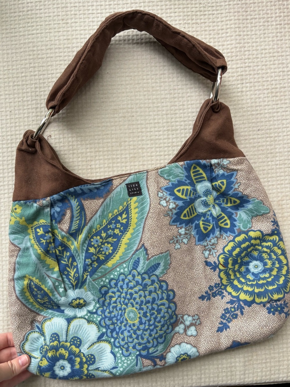 Floral Blue & Brown Shoulder Bag